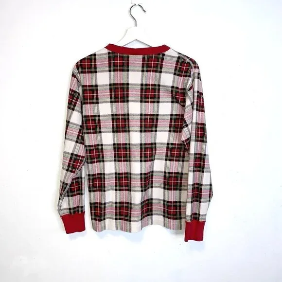 Hanna Andersson Adult Unisex Long John Pajama Top in Family Holiday Plaid size M - Picture 5 of 5